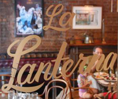 Restaurant Name on Glass